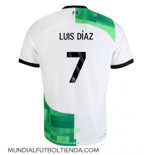 Camiseta Liverpool Luis Diaz #7 Segunda Equipación Replica 2023-24 mangas cortas